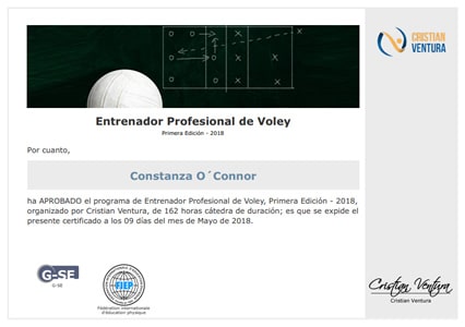 Certificado de Entrenador Profesional de Voley