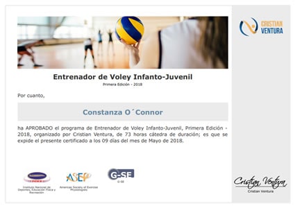 Certificado de Entrenador de Voley Infanto-Juvenil