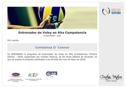 Certificado de Entrenador de Voley en Alta Competencia