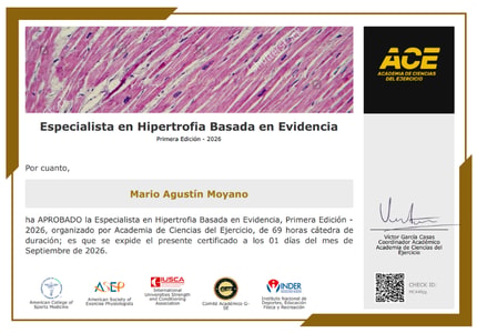 Certificado de Especialista en Hipertrofia Basada en la Evidencia