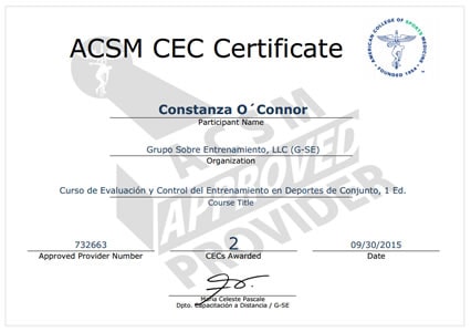 ACSM CEC Certificate