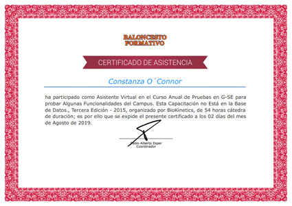 Certificado Final de Asistencia