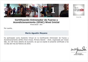 Certificado de EFAC Nivel Inicial