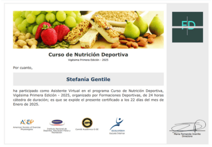 Certificado de Nutrición Deportiva