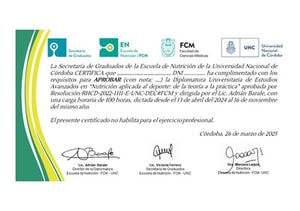 Certificado Final de Aprobación