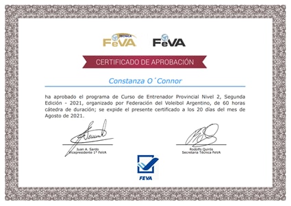 Entrenador Provincial 1 de Newcom - Certificado de Asistencia