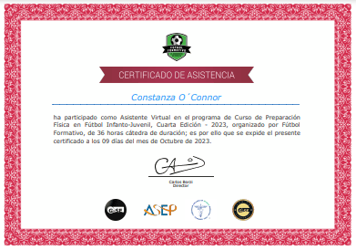 Certificado Final de Asistencia