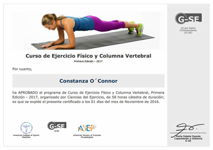 Certificado de Aprobación de Ejercicio Físico y Columna Vertebral