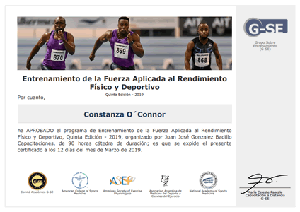 Certificado de Aprobación de Entrenamiento de la Fuerza