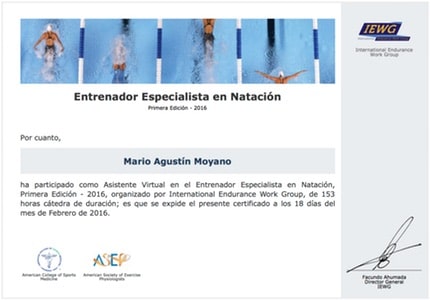 Certificación de Entrenador Especialista en Natación