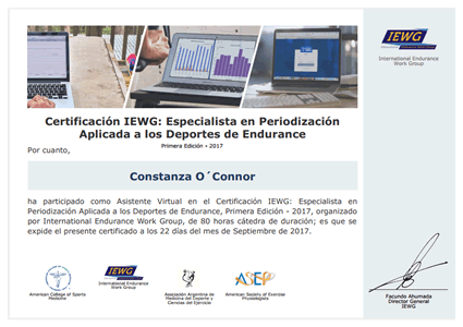 Certificado de Asistencia - Especialista en Periodización