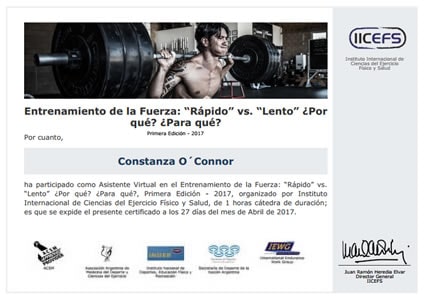 Certificado de Entrenamiento de la Fuerza