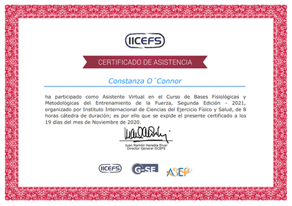 Certificado Final de Aprobación - Entrenamiento de la Fuerza para la Prevención de Lesiones y Recuperación Funcional