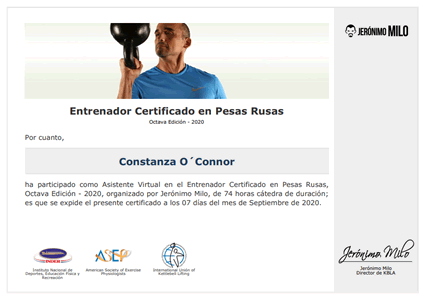 Entrenador Certificado en Kettlebell - Certificado de Asistencia