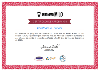 Entrenador Certificado en Kettlebell - Certificado de Aprobación