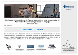 Certificado Final de Asistencia de Entrenamiento de Fuerza Alternativos