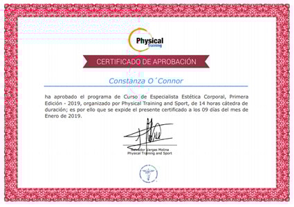 Certificado Final de Aprobación del Curso de Especialista Estética Corporal