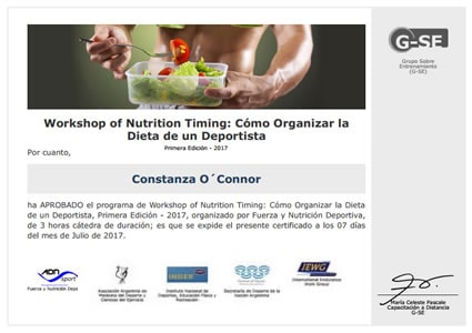 Certificado Final de Aprobación de Taller de Diseño de la Dieta Funcional